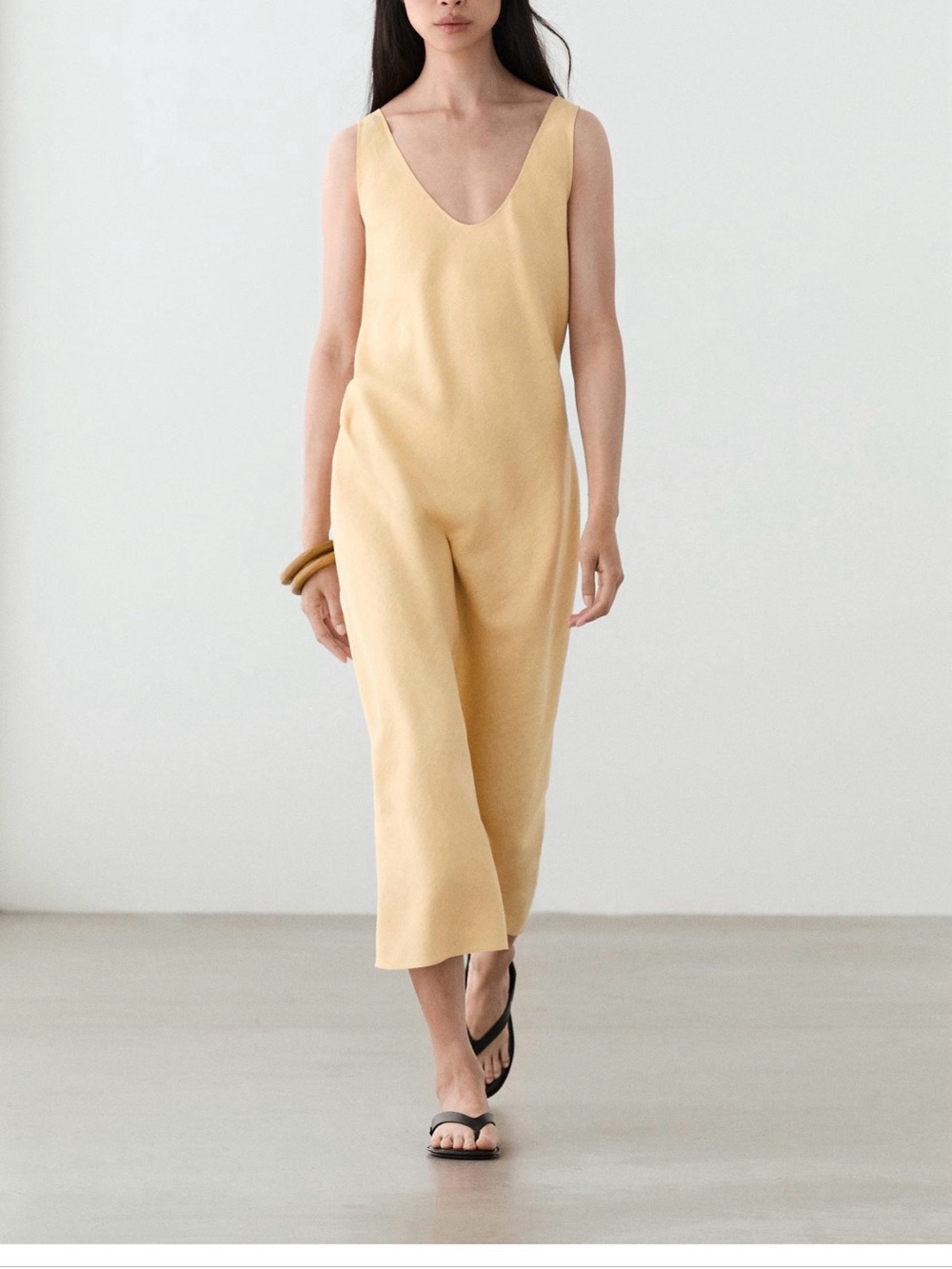 Massimo Dutti 100% LINEN STRAPPY MIDI DRESS Size Medium BNWT